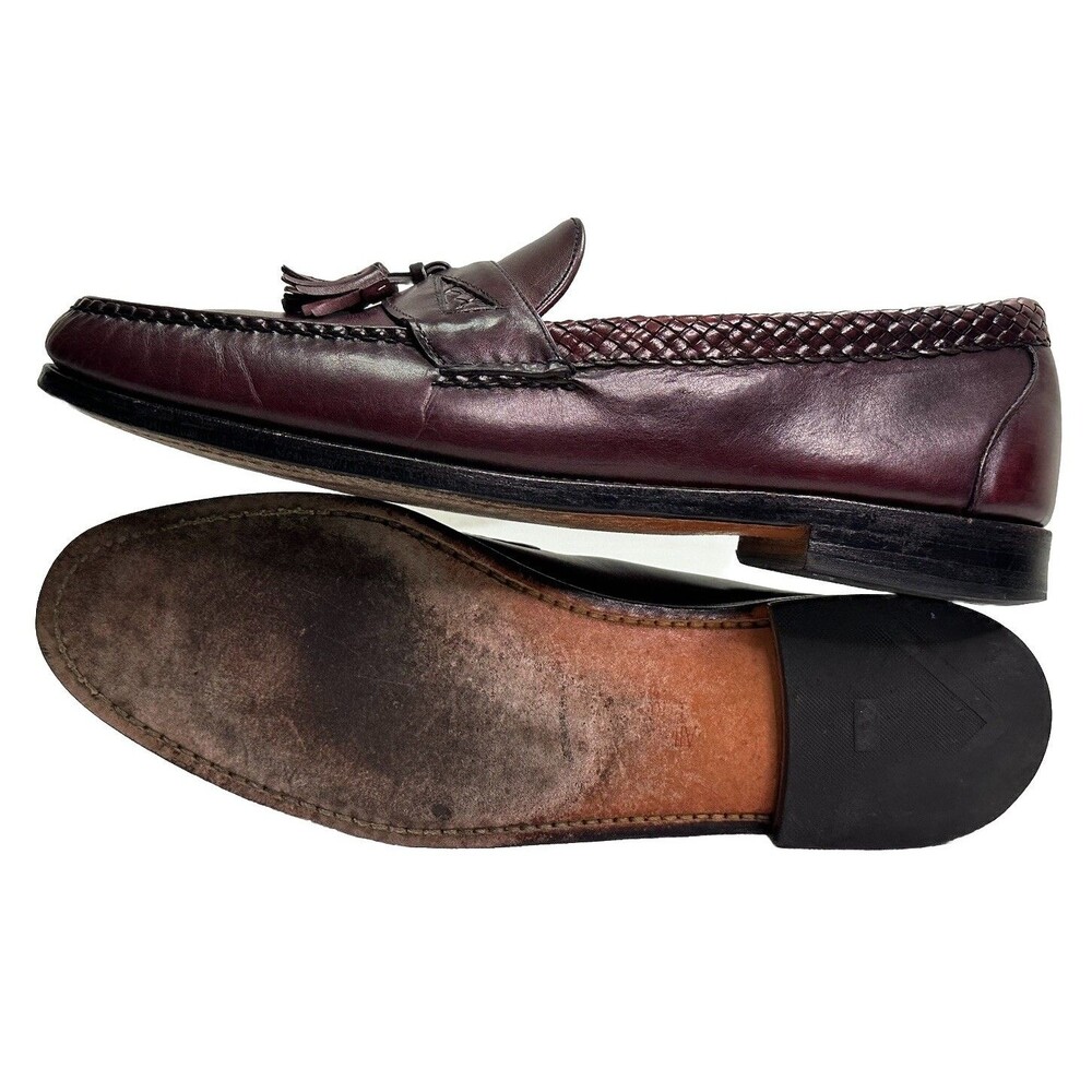 Men's Allen Edmonds Maxfield Tassel Leather Loafers Size 12 B Burgundy 47717